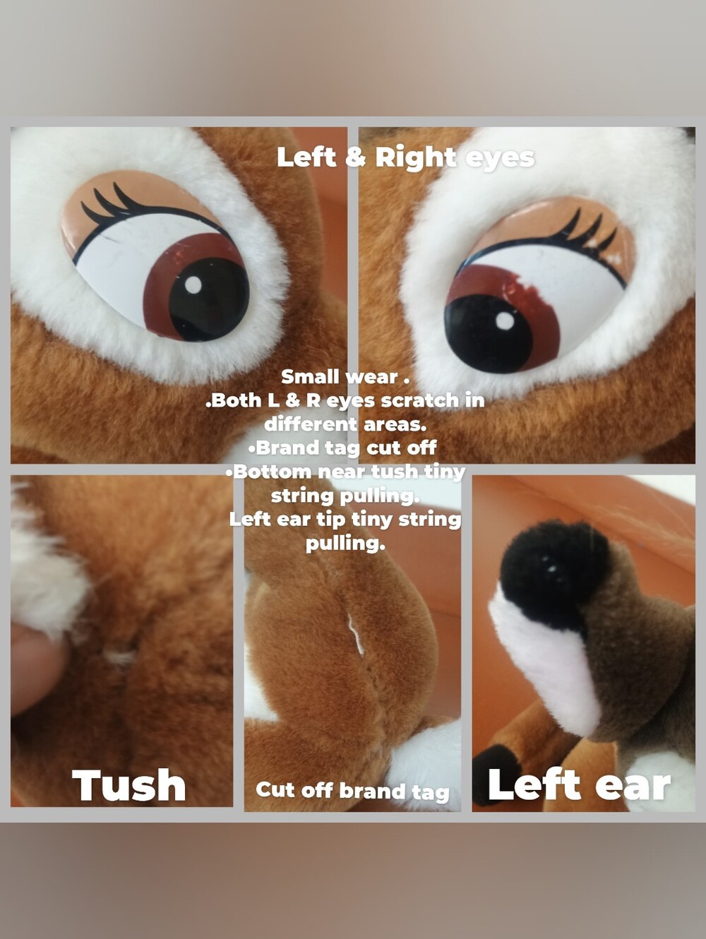 Disney Store BAMBI Deer plush laying down doe Stuffed Toy 9" - Picture 9 of 9